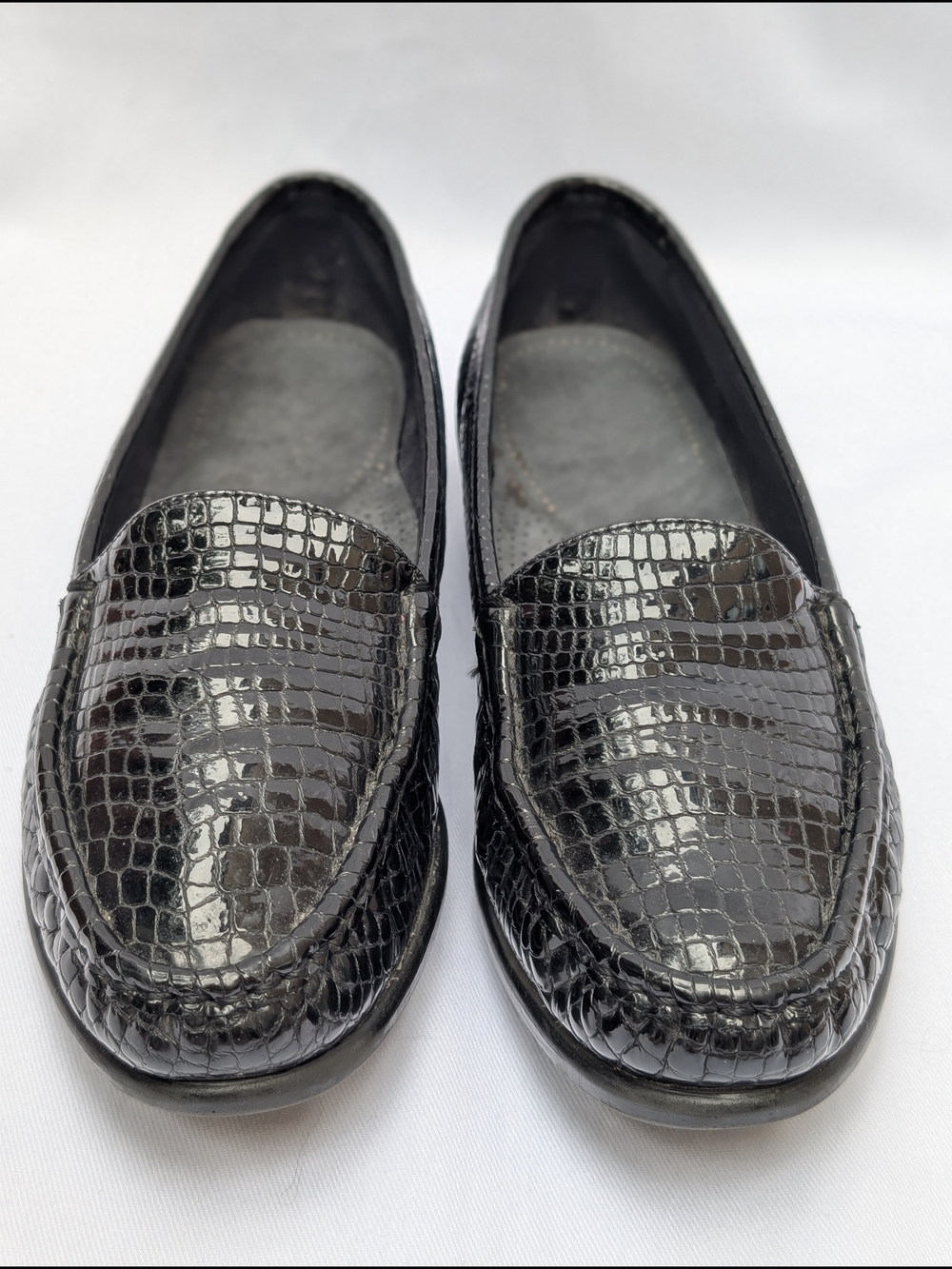 SAS Tripad Comfort Black Croc Embossed Leather Loafers 9 M Nurse Work